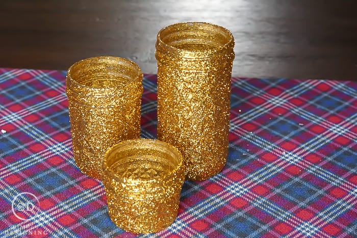 DIY Gold Glitter Mason Jar Luminaries