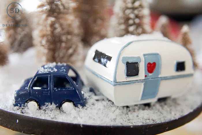 Easy DIY Winter Wonderland Cloche - close up of car