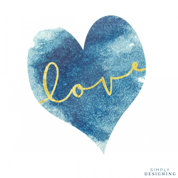 Blue Heart Love Printable Square