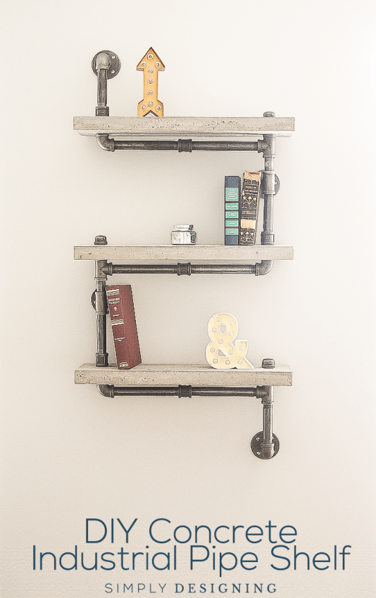 DIY Concrete Industrial Pipe Shelf tutorial