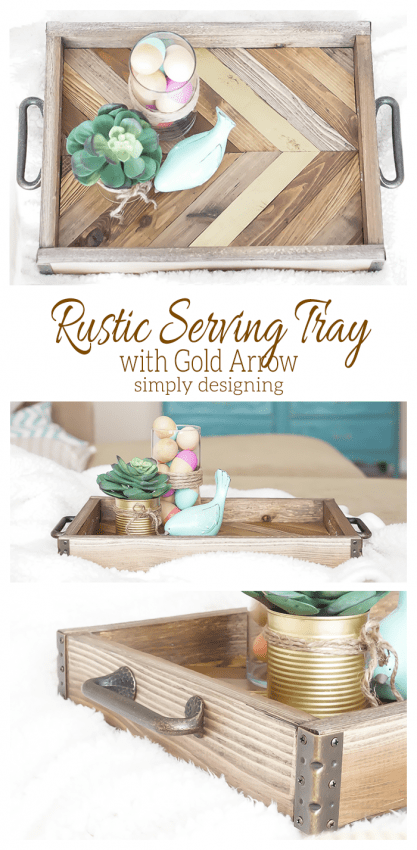 Rustic Serving Tray With Gold Arrow, Diy Coffee Table Tray Ideas
