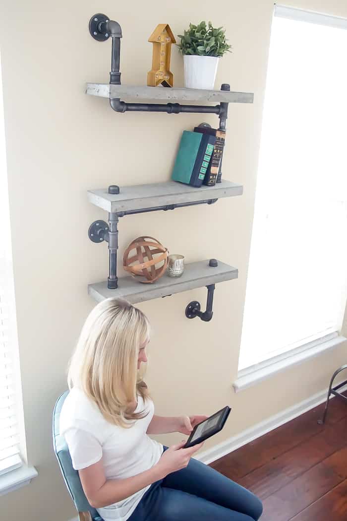 Concrete Industrial Pipe Shelf Simply Designing 32 DIY Concrete Industrial Pipe Shelf : Craft Room : Part 9 32 Industrial Pipe Shelf