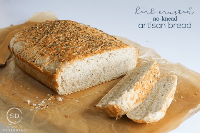 Herb Crusted No-Knead Artisan Bread Recipe | Simply Designing with Ashley