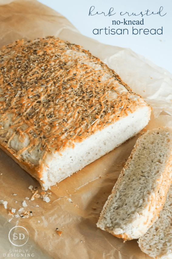 Herb Crusted No-Knead Artisan Bread Recipe - this bread required no kneading and only about 10 minuntes of hands on time