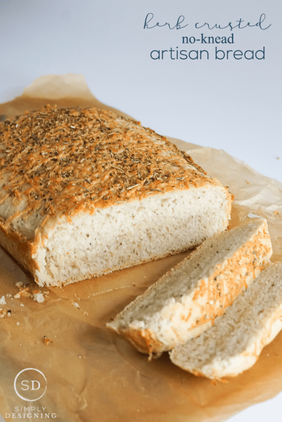 Herb Crusted No-Knead Artisan Bread Recipe