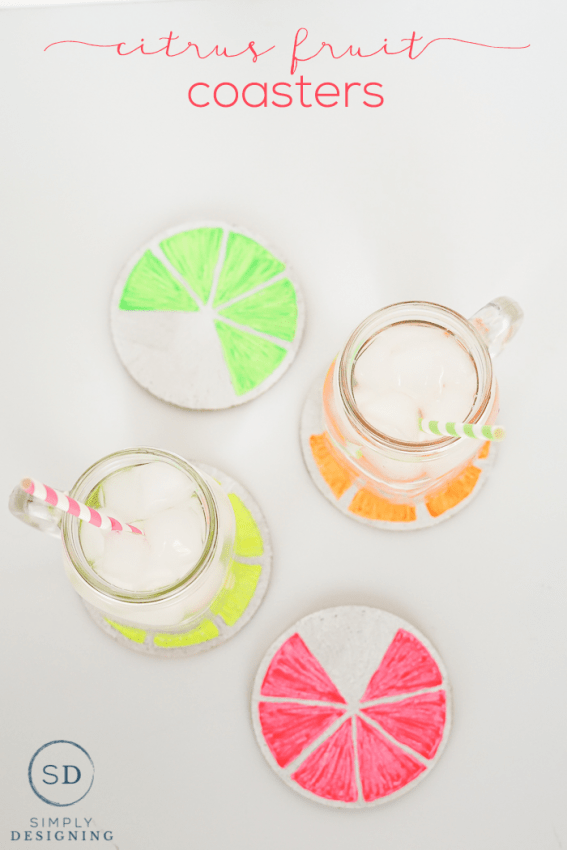 diy citrus fruit coasters - such a fun and simple craft project perfect for spring or summer