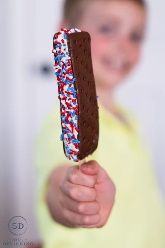 Red White and Blue Ice Cream Sandwich Pops