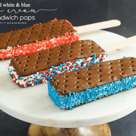 Red White and Blue Ice Cream Sandwich Popsicles