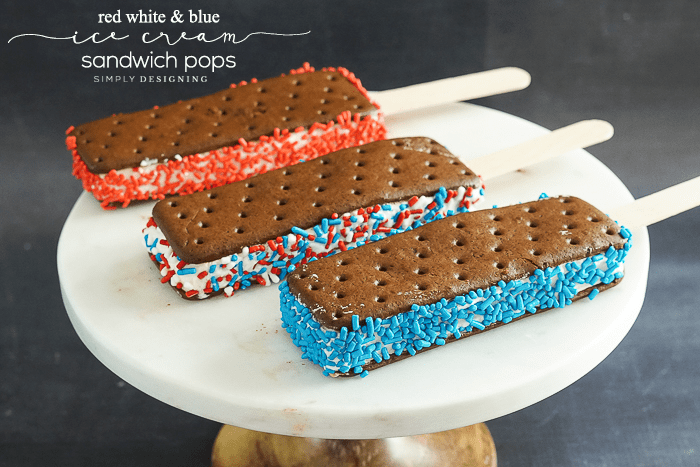Red White and Blue Ice Cream Sandwich Popsicles | Red White and Blue Ice Cream Sandwich Pops | 32 | teacher appreciation