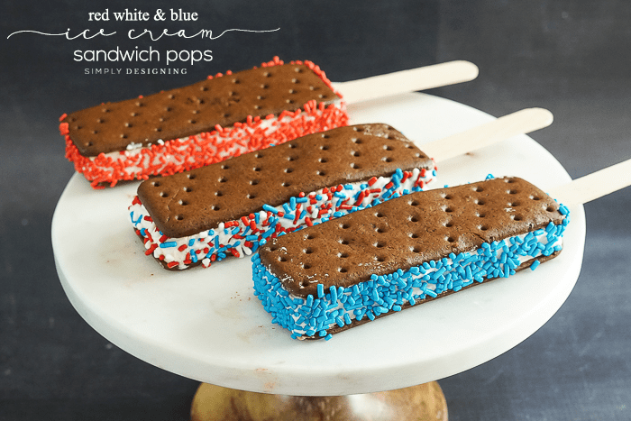 Red White and Blue Ice Cream Sandwich Popsicles | Red White and Blue Ice Cream Sandwich Pops | 21 | comfort foods