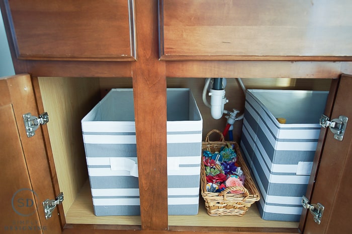 Kids Bathroom Makeover - under cabinet organization