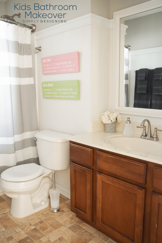 Sharing this beautiful and easy Kids Bathroom Makeover