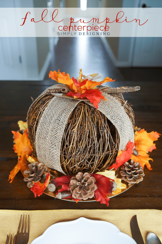 Fall Pumpkin Centerpiece - this centerpiece looks really expensive and elegant but is very simple to make