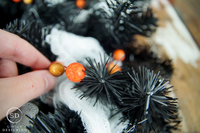 DIY Halloween Wreath - add berries