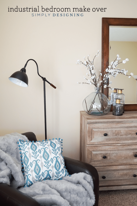 Industrial Bedroom Make Over with weathered dressed and typography art