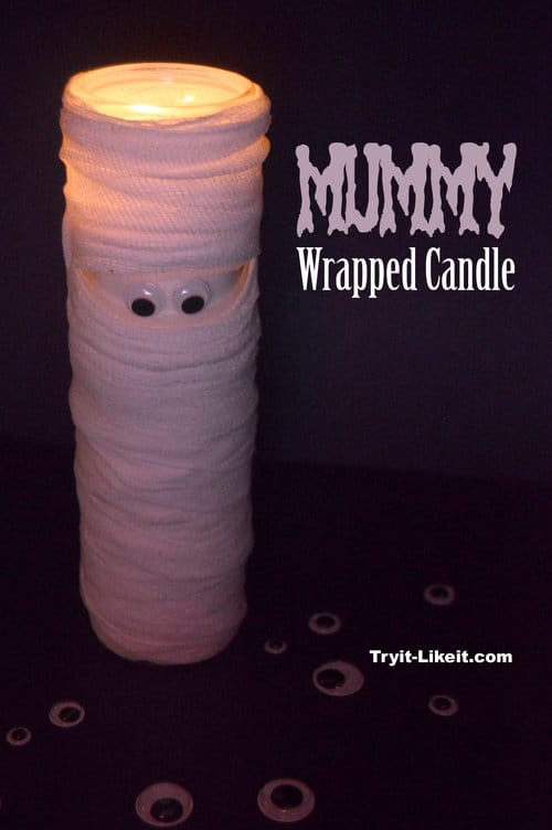 Mummy Wrapped Halloween Candle by Try It Like It 