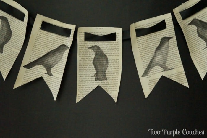 Spooky Raven Book Page Banner by Two Purple Couches