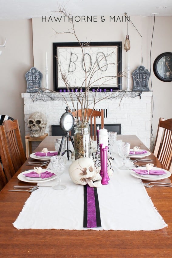 Halloween Dining Room and Mantel Decor of Hawthorne and Main