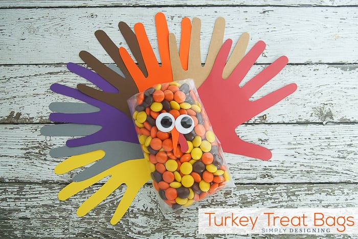 Turkey Treat Bags | Handprint Turkey Treat Bags | 24 | Free Winter Print