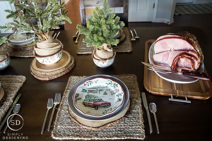 Vintage Farmhouse Holiday Table Setting