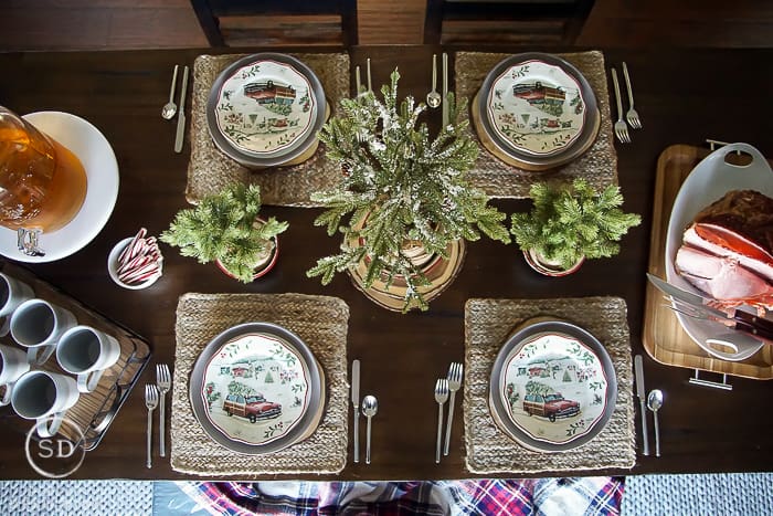 Vintage Farmhouse Holiday Table Setting