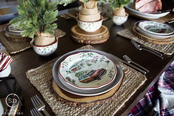 Vintage Farmhouse Holiday Table Setting