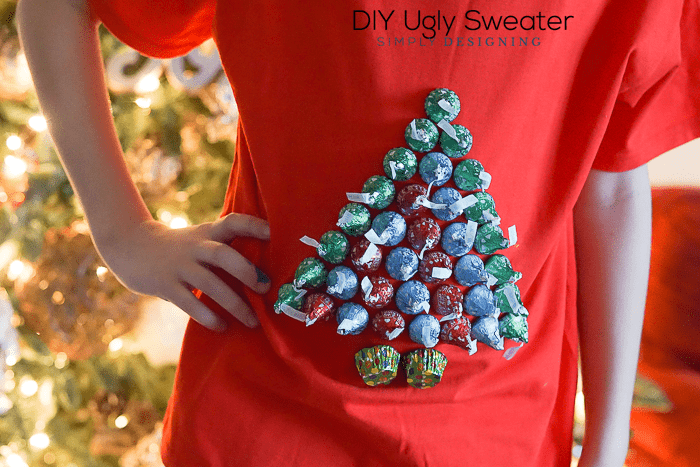 DIY Ugly Sweater | DIY Ugly Sweater with Hershey's Kisses | 14 | fabric Christmas trees