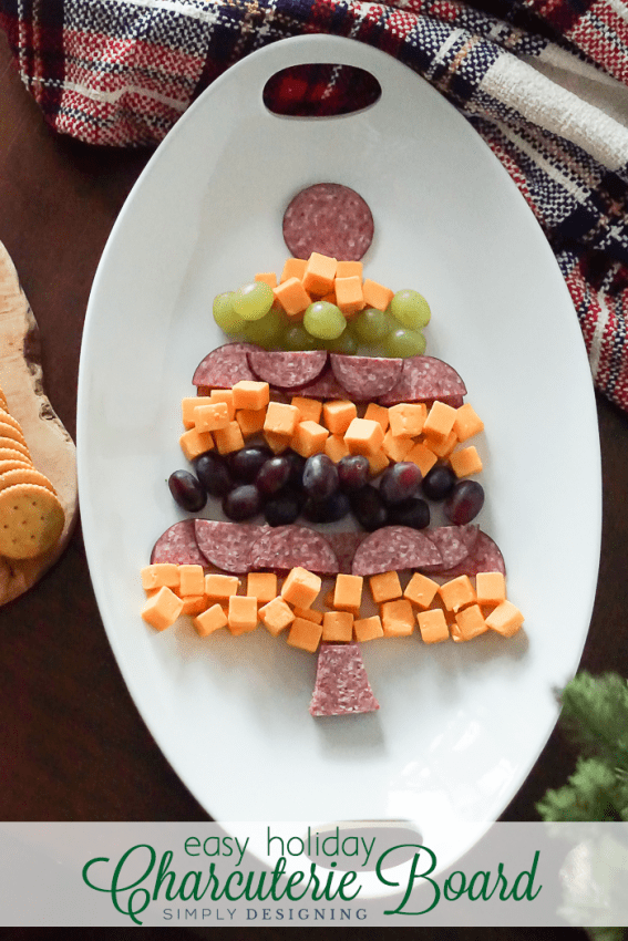 Easy Holiday Charcuterie Board - fun Christmas tree shaped appetizer