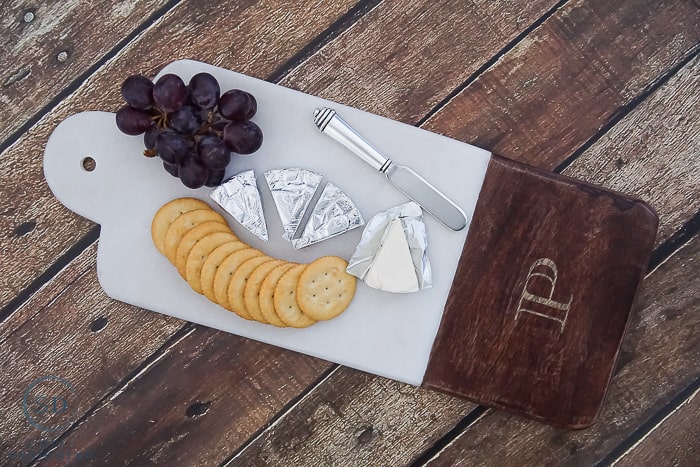 Monogrammed Marble and Wood Cheese Plate