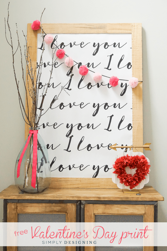 I Love You Printable - perfect print for Valentines Day