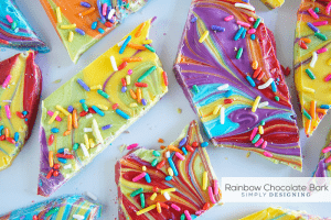Rainbow Chocolate Bark a delicious and beautiful chocolate treat Rainbow Chocolate Bark Recipe 5 Cheerios Snack Mix