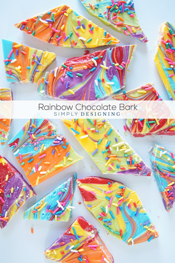 Rainbow Chocolate Bark - this beautiful rainbow treat is so easy to make and perfect for st patricks day
