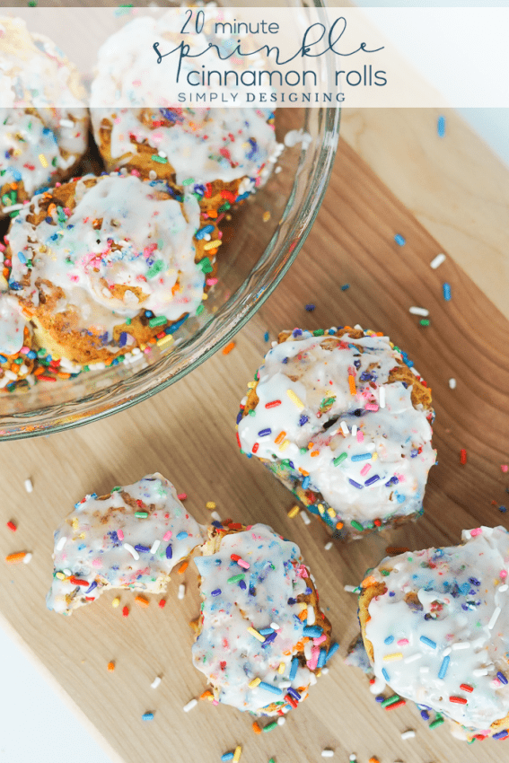 20 Minute Cinnamon Rolls with Sprinkles