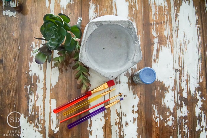 Colorblocked Cement Planter