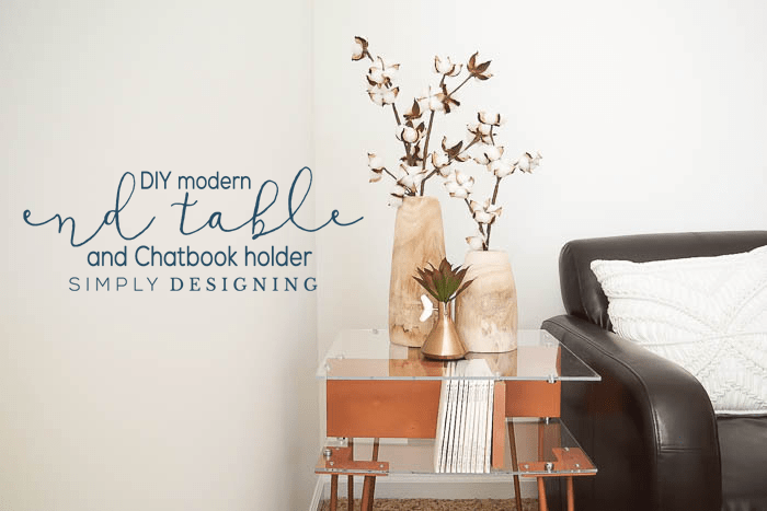 Modern End Table that is easy to make yourself in a weekend | DIY Modern End Table and Chatbook Holder | 33 | Metal Shelves