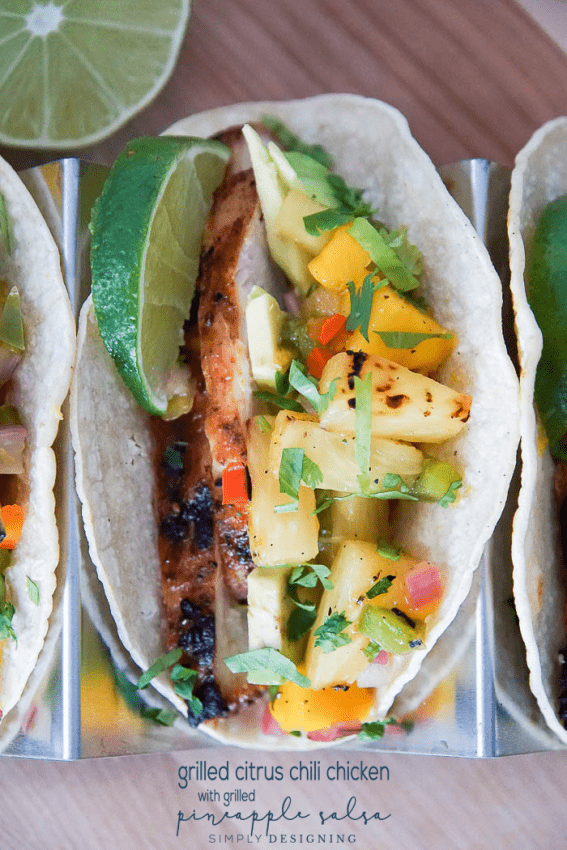 Citrus Chicken with Grilled Pineapple Salsa