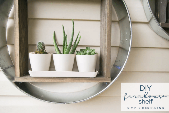 DIY Farmhouse Shelf perfect shelf to add to your home to create a pretty farmhouse look | How to Make a Farmhouse Shelf | 17 | summer dinner party idea