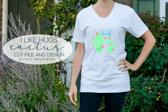 I Like Hugs Cactus Cut File with tshirt design idea