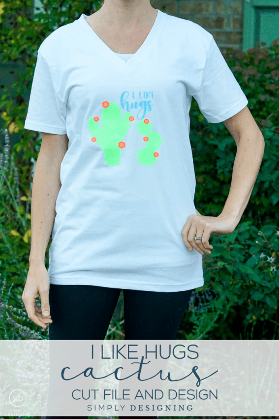 I like hugs Cactus Shirt Design and Cut File - a cute cactus cut file that you can download and cut with your Silhouette