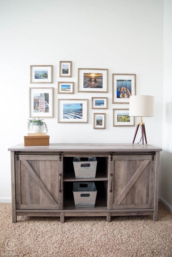 Farmhouse Style Office Update with farmhouse furniture and a gallery wall