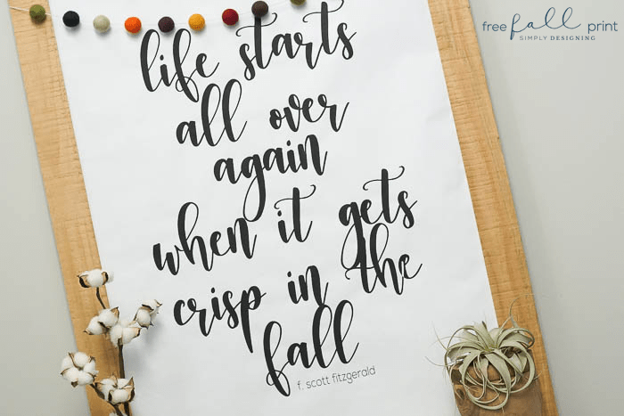 Free Fall Print Large Free Fall Printable : Life Starts Over Again When it Gets Crisp in the Fall 15 love you printable