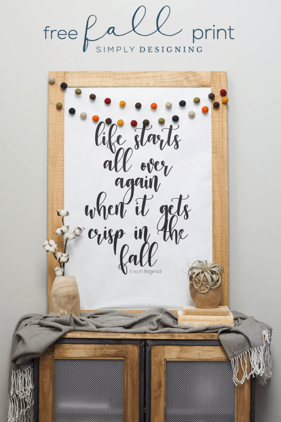 Free Fall Printable - Life Starts Over Again When it Gets Crisp in the Fall - Fall Print