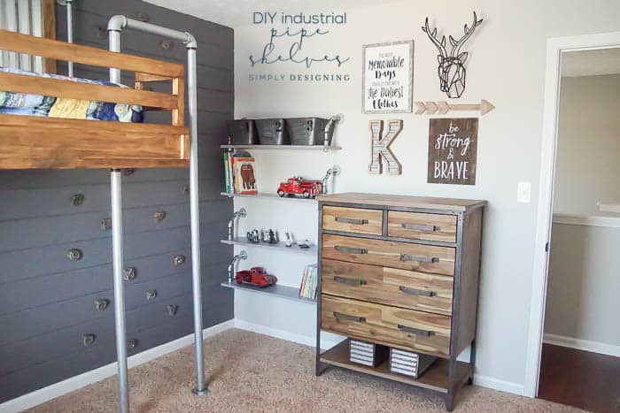 Industrial Pipe Shelves | How to make Industrial Pipe Shelves | 2 | boy bedroom