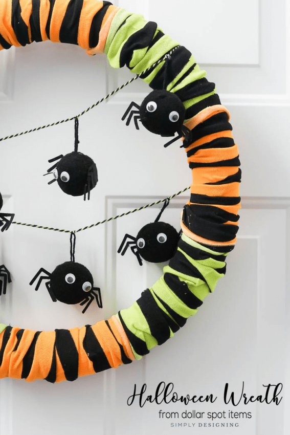 Simple yet Modern Halloween Wreath made from Dollar Spot Items