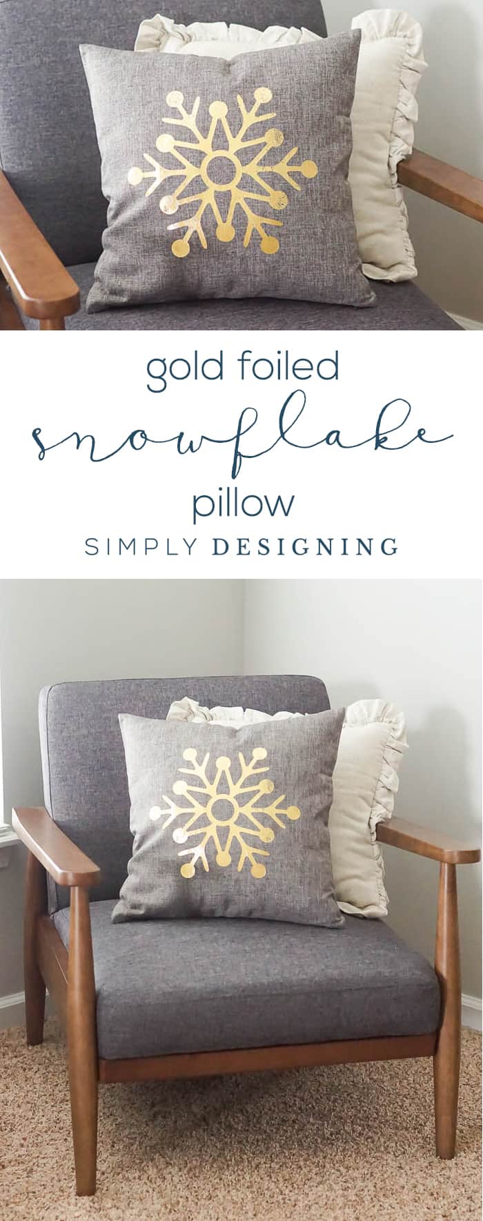 How to Foil Fabric and make a Gold Foiled Snowflake Pillow