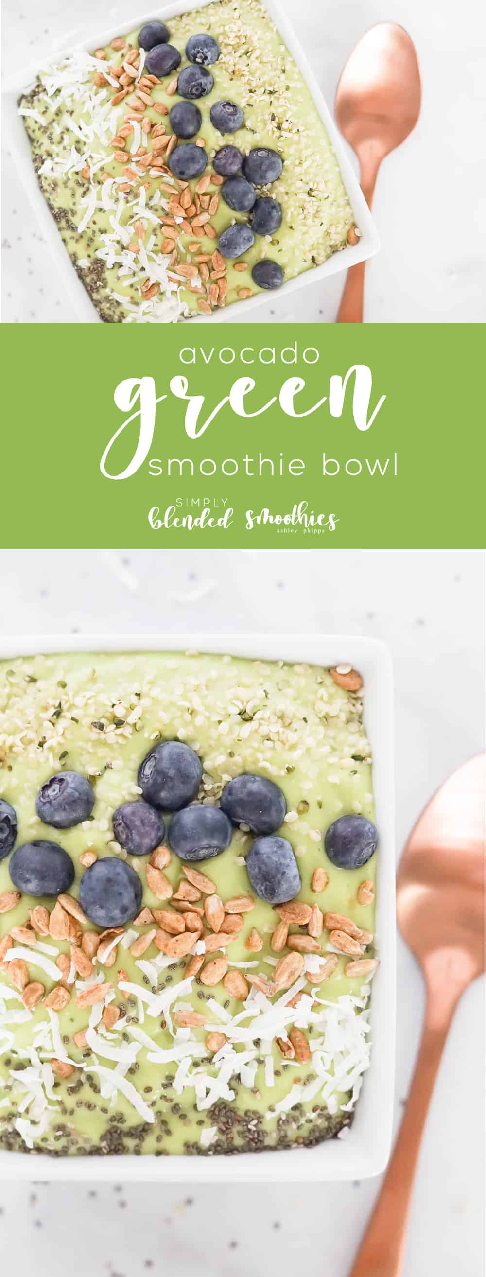 Avocado Green Smoothie Bowl 1 Avocado Green Smoothie Bowl - a delicious and healthy smoothie bowl recipe - avocado makes this smoothie recipe so creamy