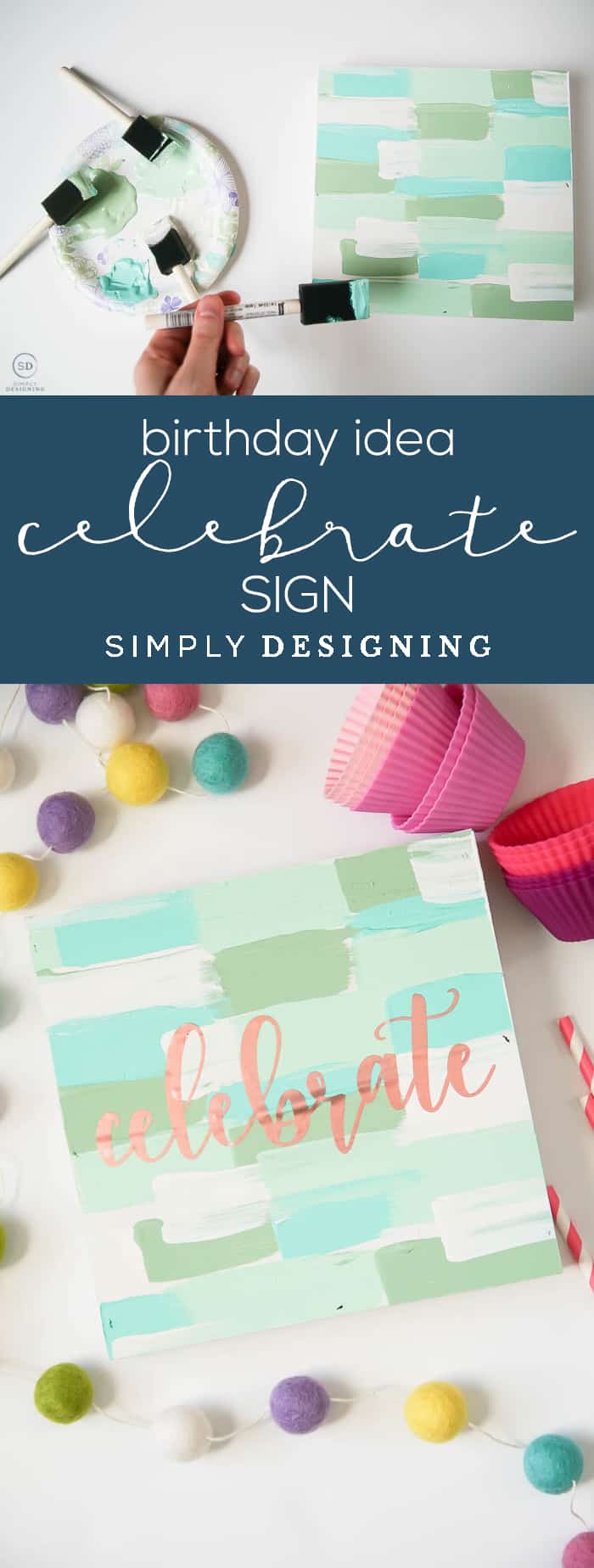 Birthday Idea - Handmade Sign - Celebrate Sign - cute sign made with vinyl paint and a wood shadowbox