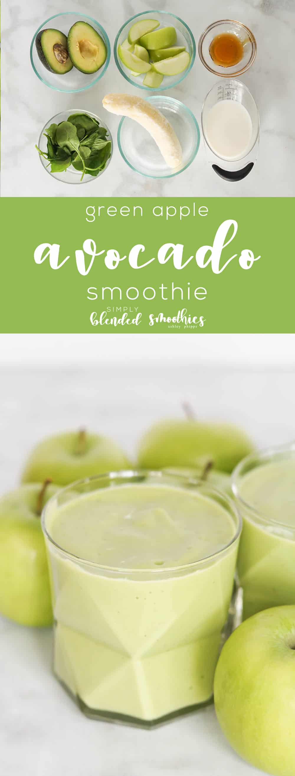 Green Apple Avocado Green Smoothie 1 Green Apple and Avocado Smoothie - this deliciously smooth and tart smoothie