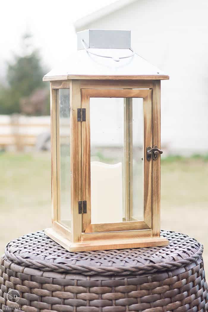 Solar Lantern with wood sides and a metal top - outdoor living with an easy backyard fire pit