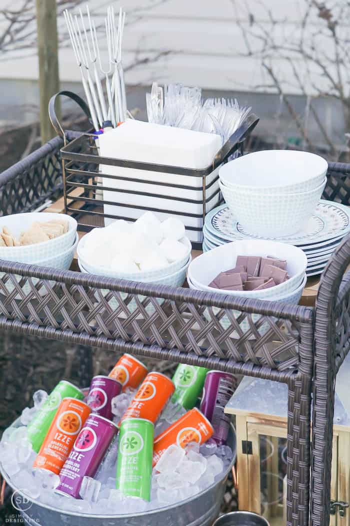 Serving Cart set up for S'mores